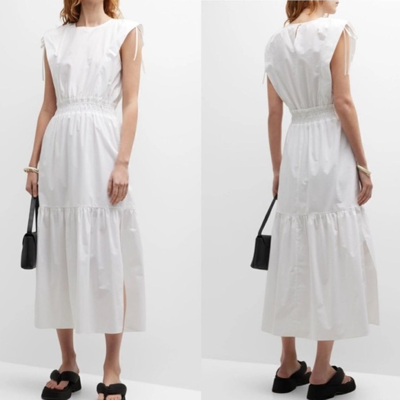 FRAME Cotton Cinch Shoulder White Dress - Picture 1 of 7